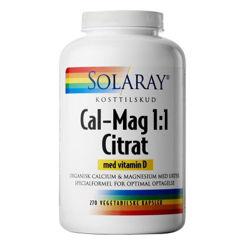 Image of Calcium Magnesium 1:1 Citrat m. d vitamin 270 kap fra Solaray