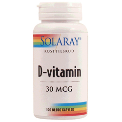 Image of D-vitamin 30 mcg 100kap fra Solaray