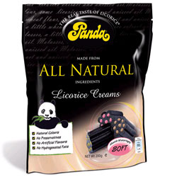 Image of Panda fyldt lakrids (jordbær, karamel, banan) 200 gr