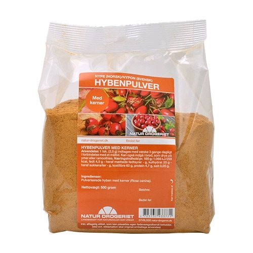 Image of Hybenpulver fin med kerner 500gr fra Naturdrogeriet